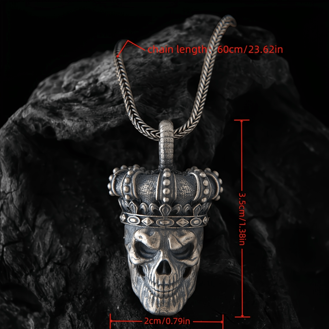 Skull Chain Necklace, Gothic Skull Silvery Necklace, Men'S Pendant, Skull Charm Necklace, Gift for Boyfriend