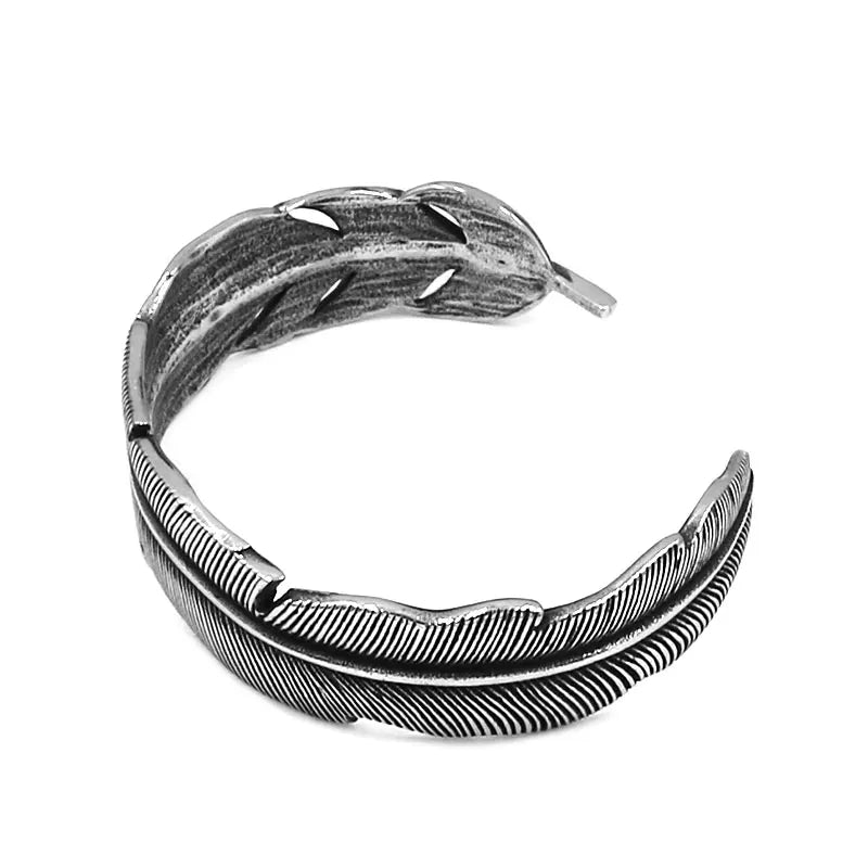 Vintage Ghost Skull Bones Biker Cuff Bracelet Stainless Steel Jewelry Gothic Feather Wing Norse Viking Wolf Men Bangle SJB0362A