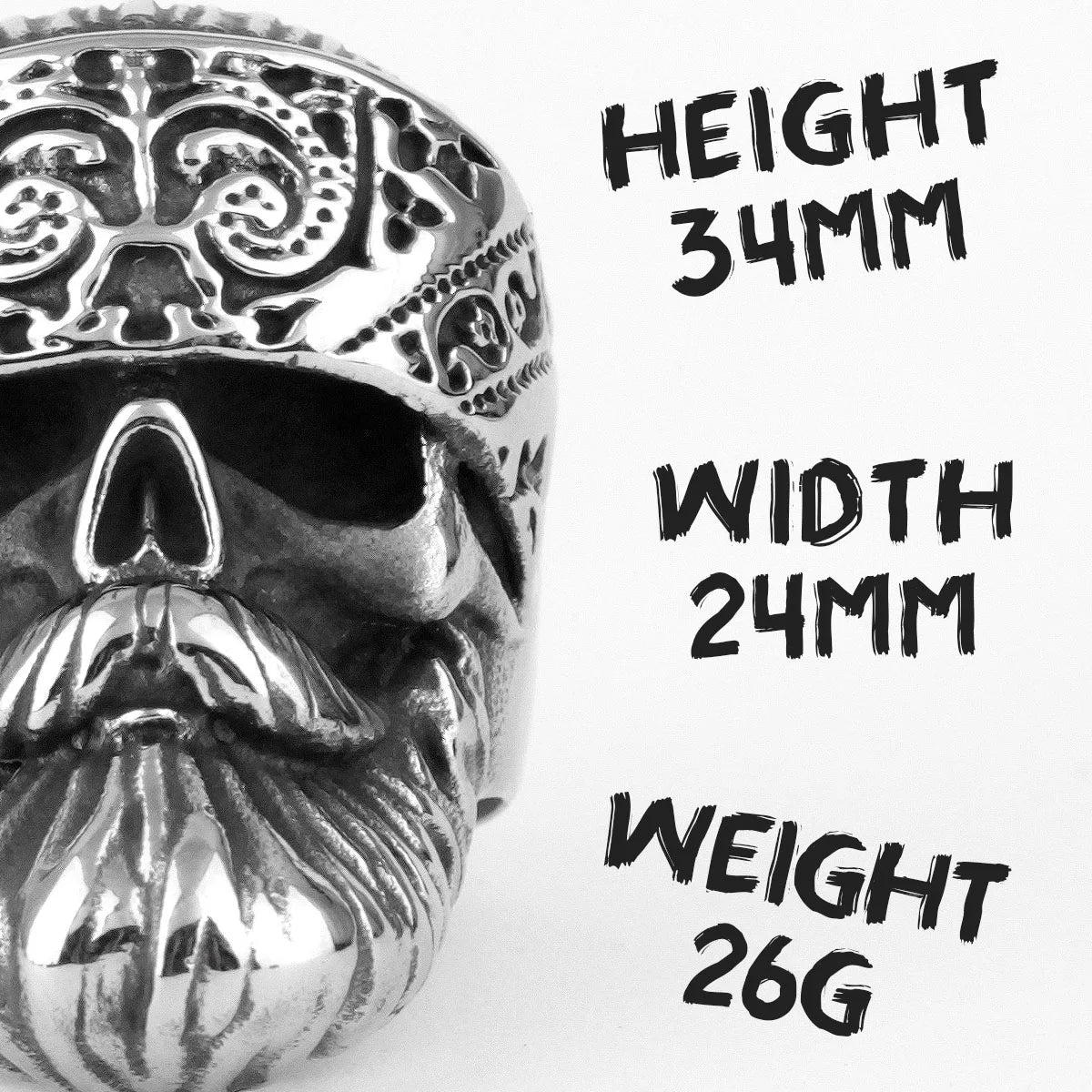 Big Beard Hippie Skull Stainless Steel Mens Rings Punk Hip Hop Cool for Male Boyfriend Biker Jewelry Creativity Gift Wholesale