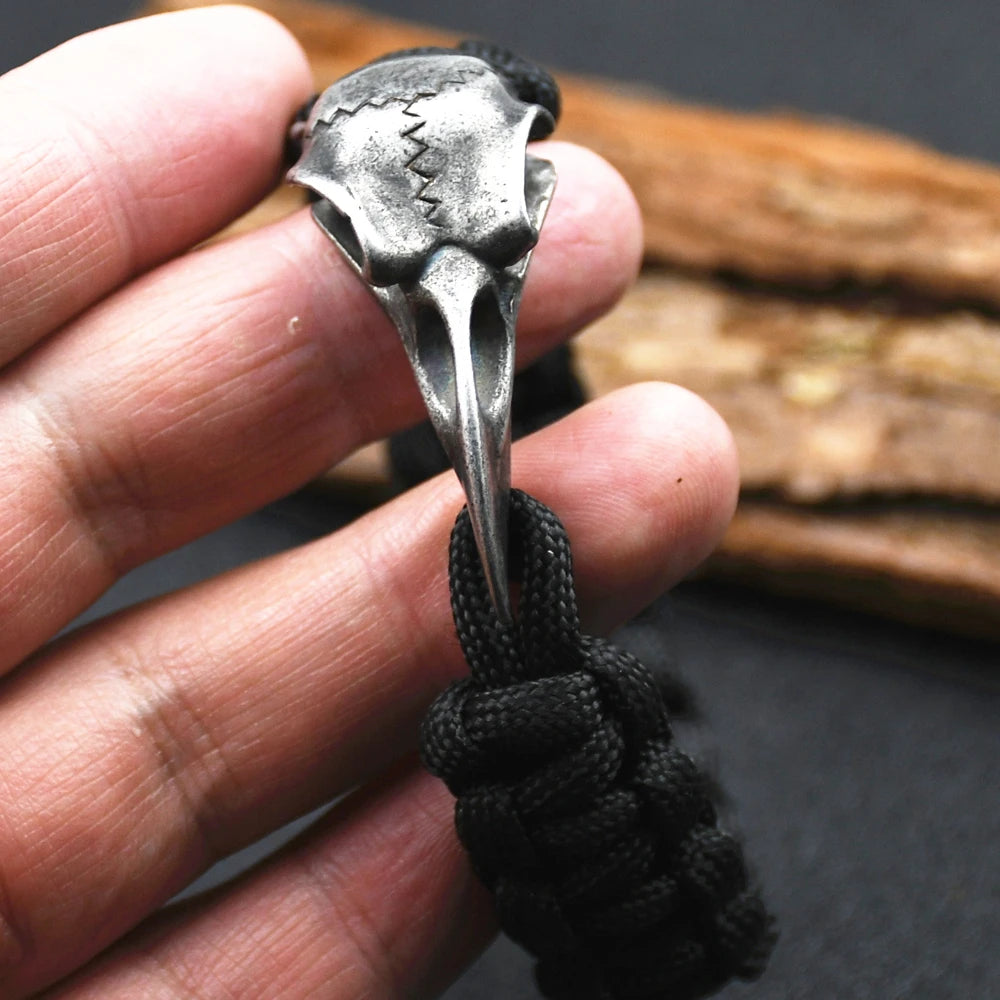 Wicca Skull Rune Bead Bracelet Odin Raven Stainless Steel Viking Bracelet Men Slavic Jewelry Vikings Accessories Vikingos Bangle