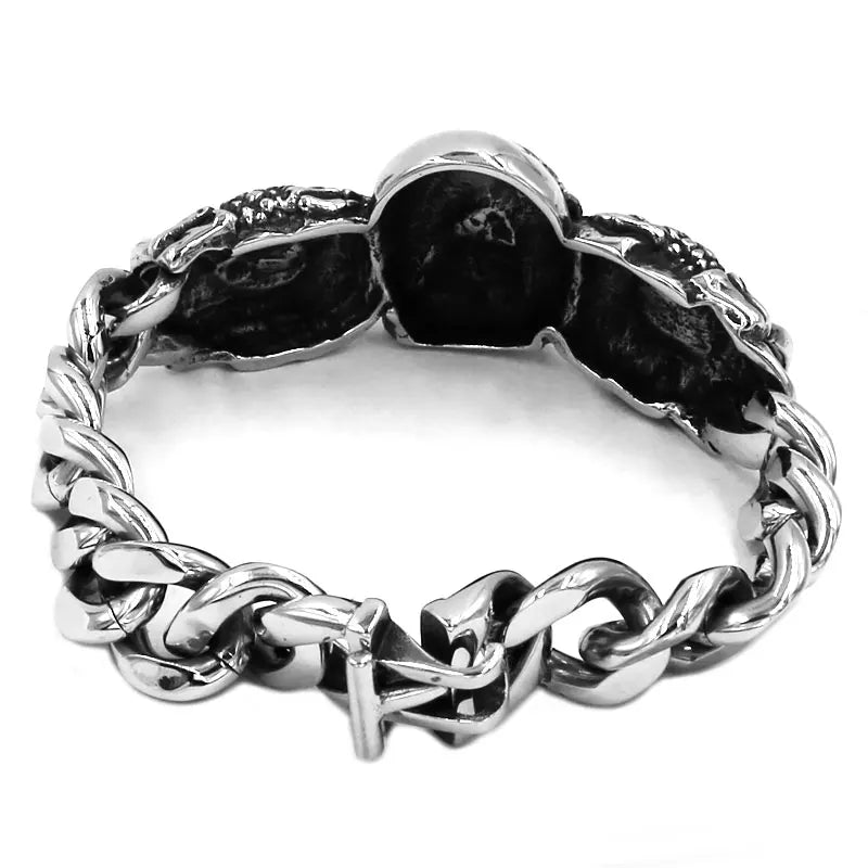Hat Cross Skull Bracelet Stainless Steel Titanium Jewelry Large Personality Hands Cover Skull Biker Mens Boys Bangle SJB0348
