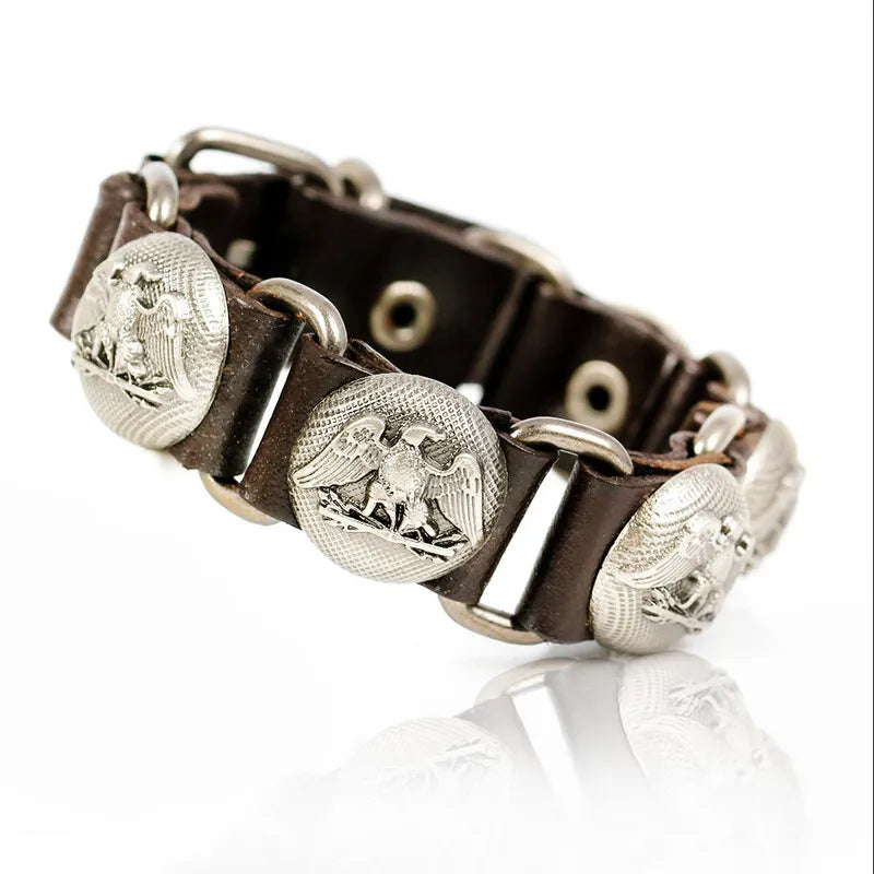 XQNI New Fashion Bangles Brand Skull Chain Leather Men's Bracelets European style Knighthood Link Charm Bracelets Jewelry.