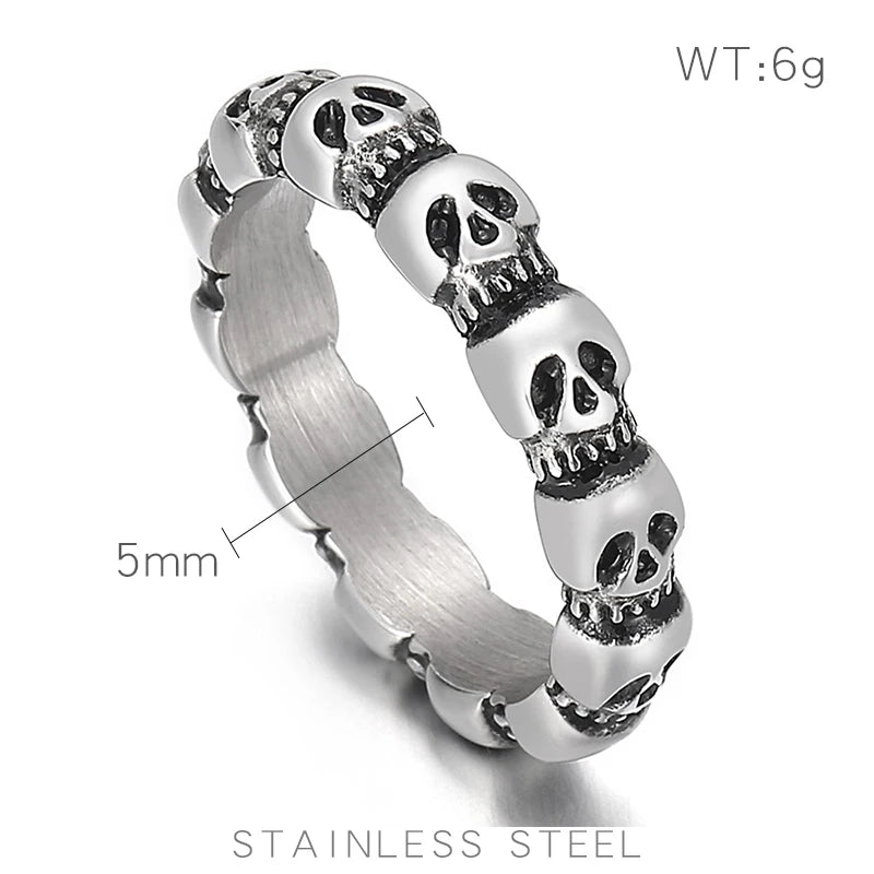 5/7/8mm Skull Ring Men Solid Stainless Steel Punk Rocker Boys Mens Rings Size 11/12 New Male Biker Jewelry Dropshipping Gift