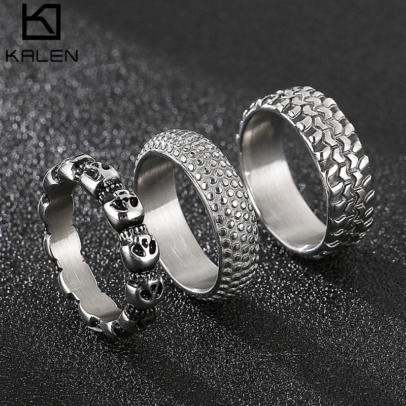 5/7/8mm Skull Ring Men Solid Stainless Steel Punk Rocker Boys Mens Rings Size 11/12 New Male Biker Jewelry Dropshipping Gift