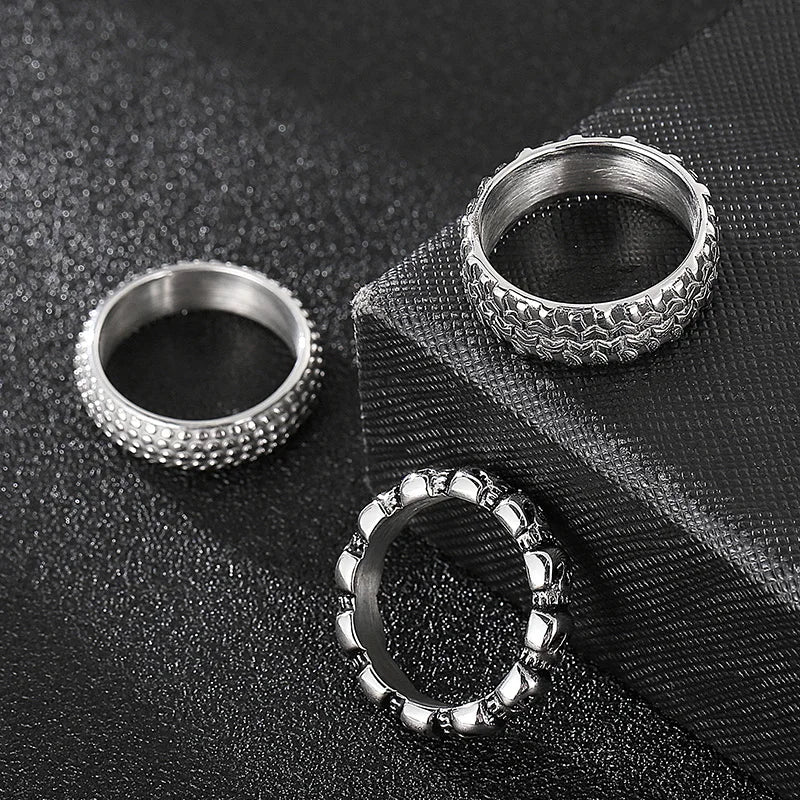 5/7/8mm Skull Ring Men Solid Stainless Steel Punk Rocker Boys Mens Rings Size 11/12 New Male Biker Jewelry Dropshipping Gift