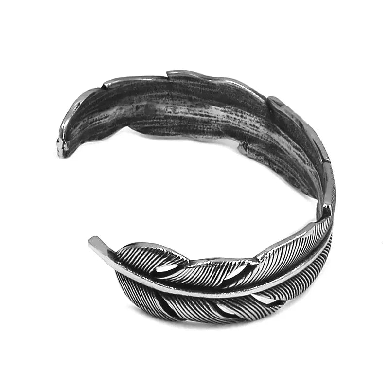 Vintage Ghost Skull Bones Biker Cuff Bracelet Stainless Steel Jewelry Gothic Feather Wing Norse Viking Wolf Men Bangle SJB0362A