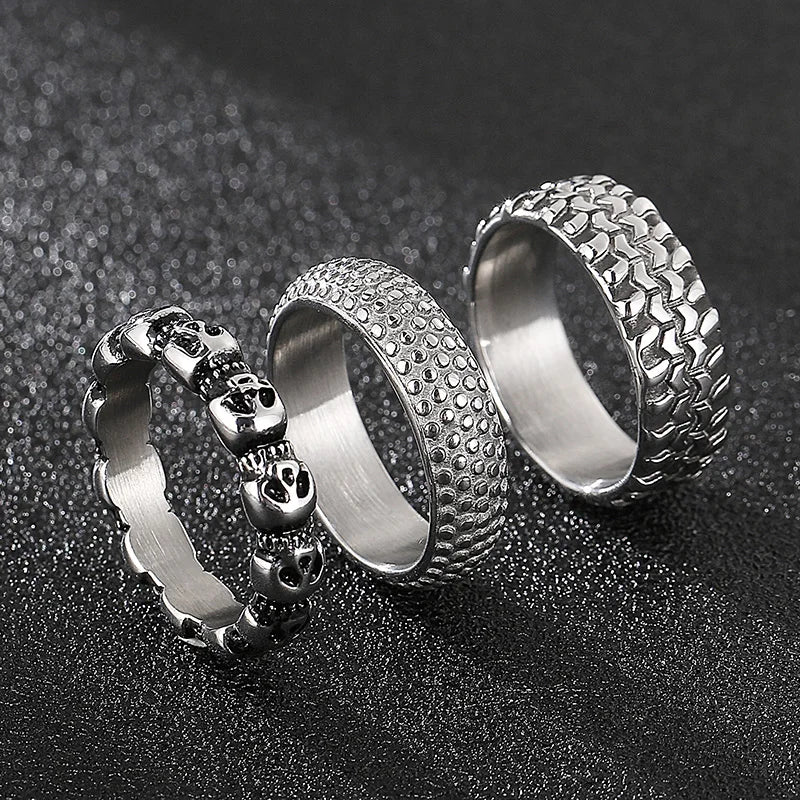 5/7/8mm Skull Ring Men Solid Stainless Steel Punk Rocker Boys Mens Rings Size 11/12 New Male Biker Jewelry Dropshipping Gift