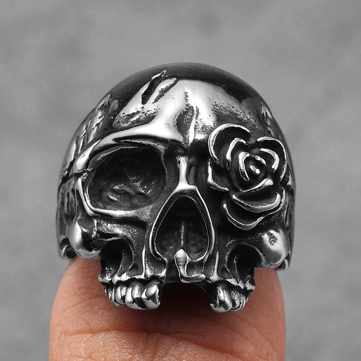 Rose Skull Stainless Steel Men Rings Punk New In For Male Women Fashion Jewelry Creativity Gift Wholesale Dropshiping