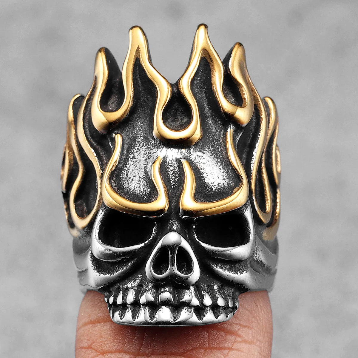 Irascible Fire God Skull Men Rings Stainless Steel Women Jewelry Punk Retro New In Rock Fashion Accessories Gift Wholesale