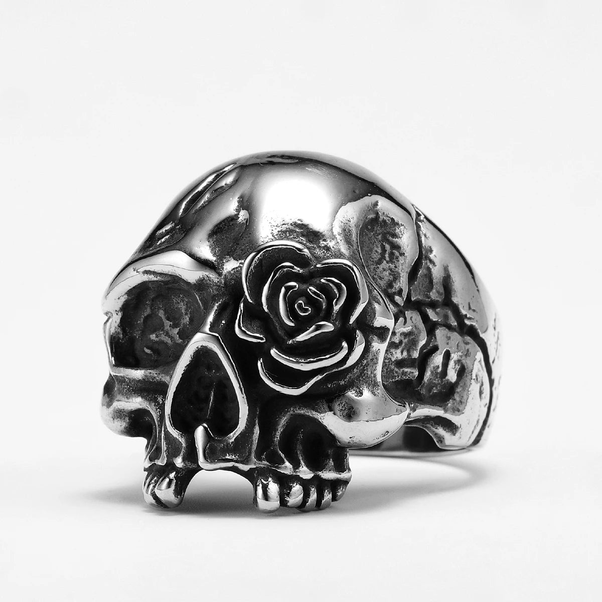 Rose Skull Stainless Steel Men Rings Punk New In For Male Women Fashion Jewelry Creativity Gift Wholesale Dropshiping