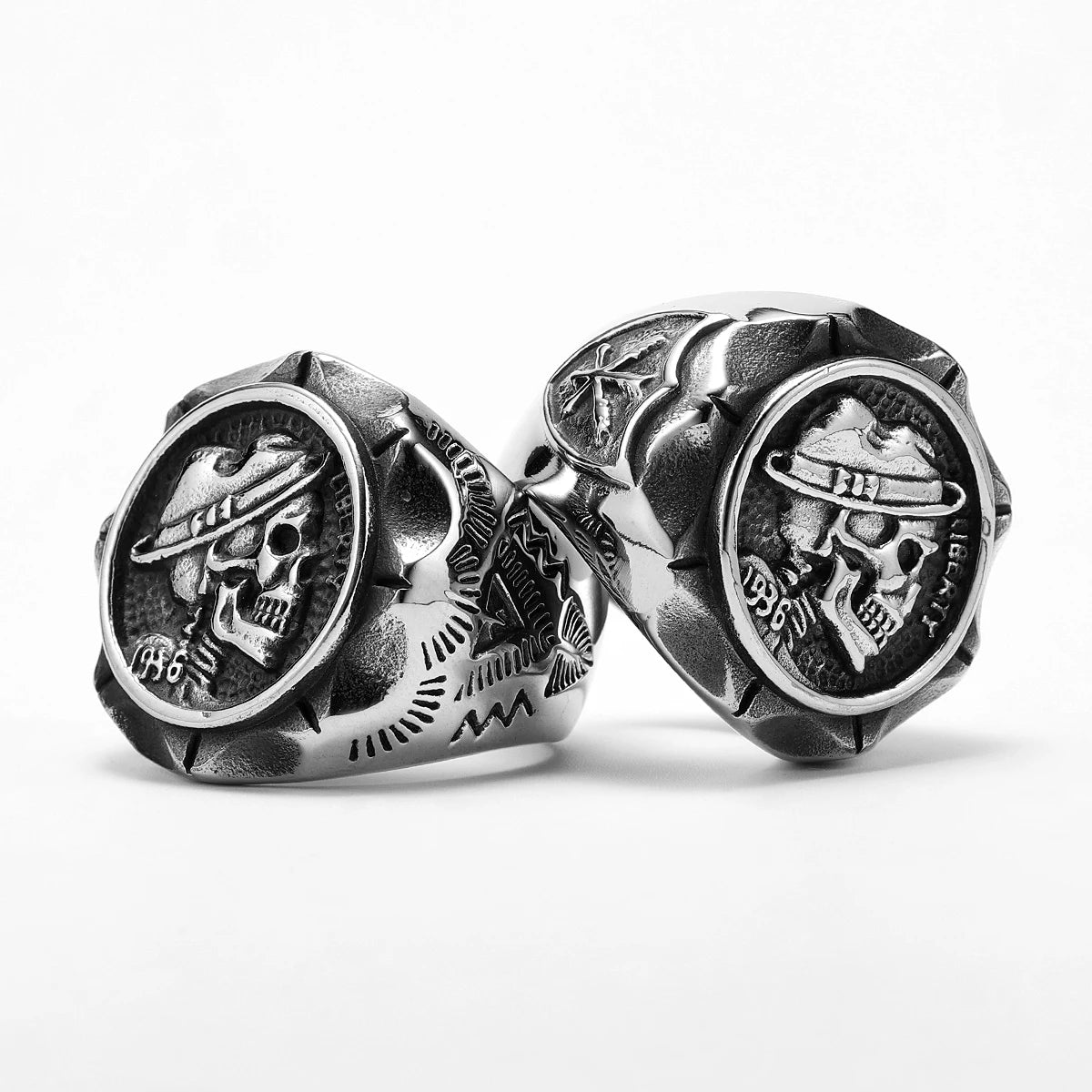 1936 Retro Stylish Skull Men Rings Stainless Steel Women Jewelry Punk Retro New In Rock Fashion Accessories Gift Wholesale