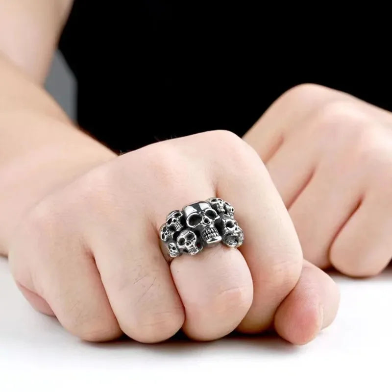 Alloy Gothic Skull Vintage Antique Style Cocktail Party Holiday Statement Biker Ring