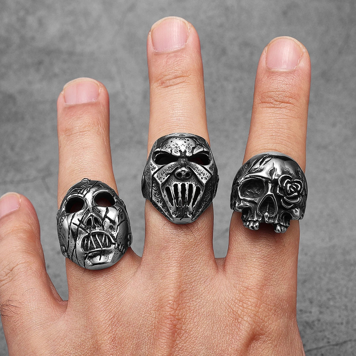 Rose Skull Stainless Steel Men Rings Punk New In For Male Women Fashion Jewelry Creativity Gift Wholesale Dropshiping