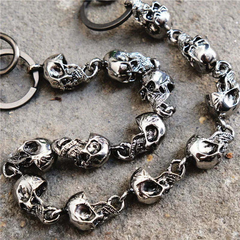 Retro Gothic Metal Skull Ghost Head Bracelet For Men Punk Charm Hip Hop Rock Knight Bracelet/Body Chain Accessory Gift