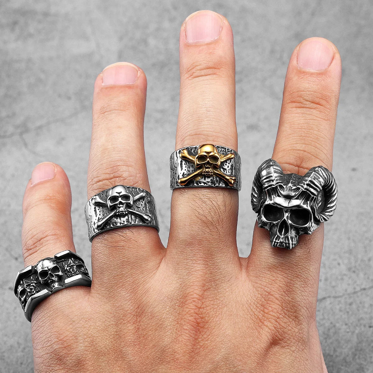 Gothic Satan Skull Men Rings Stainless Steel Women Jewelry Punk Retro New In Rock Fashion Accessories Gift Wholesale Dropshiping