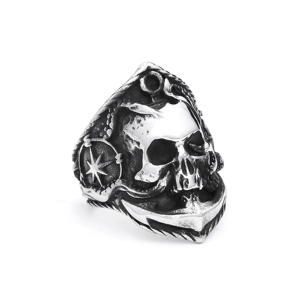 Vintage Gothic 316L Stainless Steel Skull Rings For Men Women Punk Hip Hop Motorcycle Band Jewelry Halloween Gifts Dropshipping