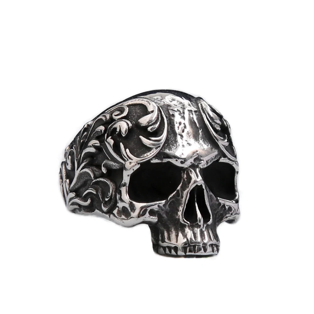 Gothic Stainless Steel Vintage Skull Ring For Men Women Fashion Punk Carved Skull Rings Biker Amulet Jewelry Gift Wholesale