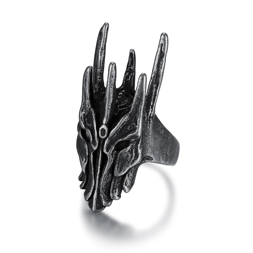 Vintage Black Helm of Sauron Ring For Men Women 316L Stainless Steel Punk Gothic Dragon Rings Fashion Jewelry Gifts Dropshipping