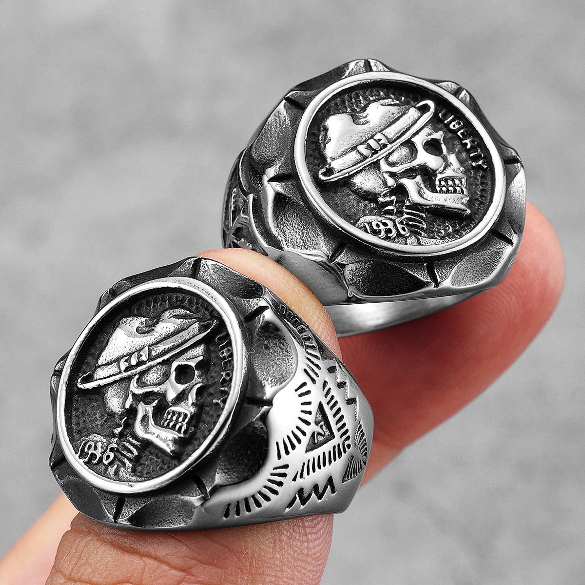 1936 Retro Stylish Skull Men Rings Stainless Steel Women Jewelry Punk Retro New In Rock Fashion Accessories Gift Wholesale