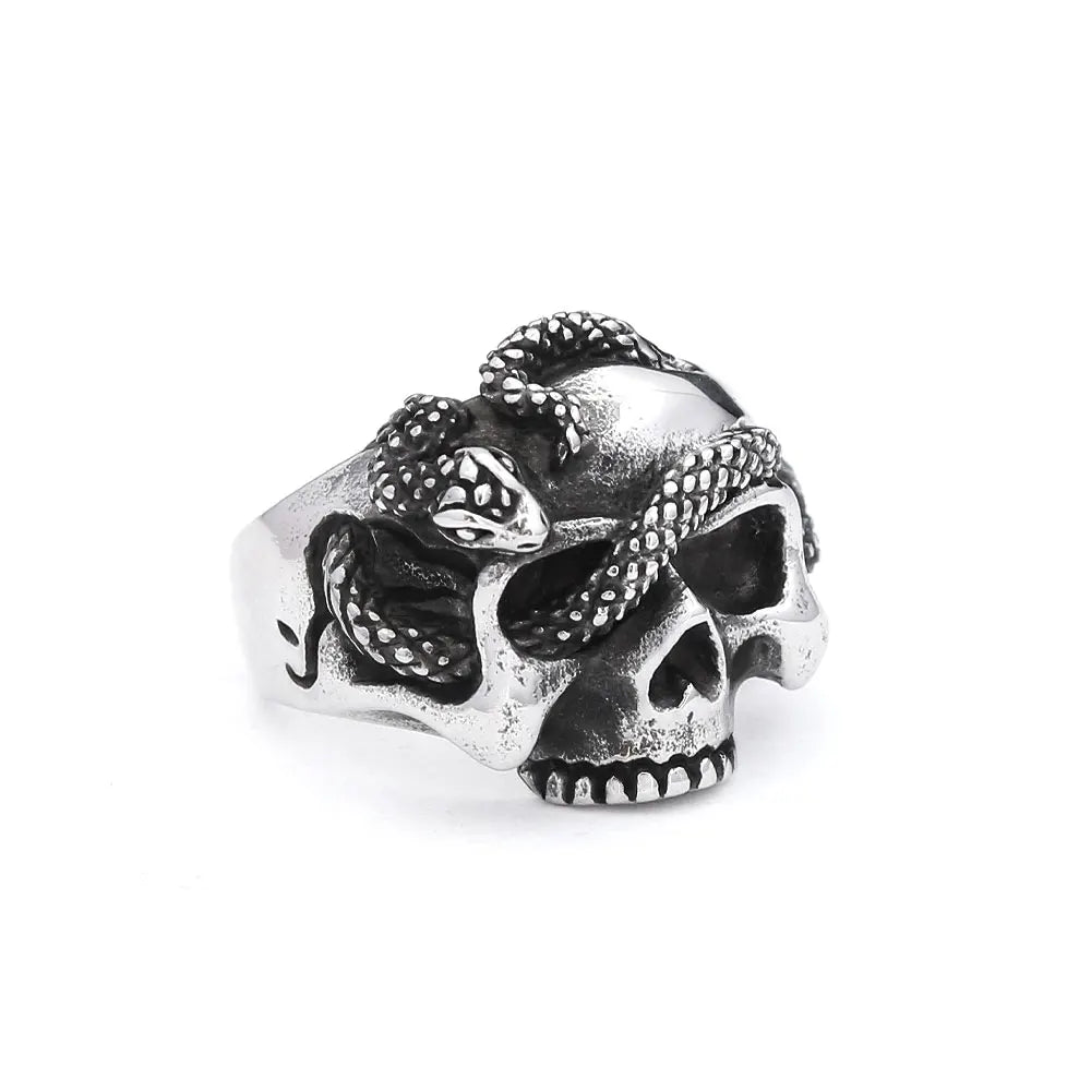 Vintage Gothic 316L Stainless Steel Skull Rings For Men Women Punk Hip Hop Motorcycle Band Jewelry Halloween Gifts Dropshipping