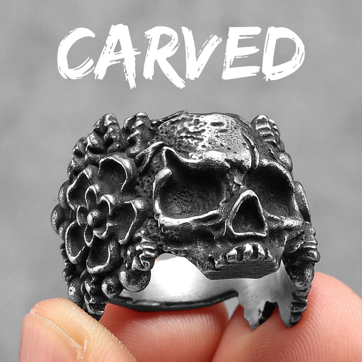 Weave Skull Men Rings Stainless Steel Women Jewelry Punk Rock Vintage Black Gothic Aesthetic Fashion Accessories Gift Wholesale