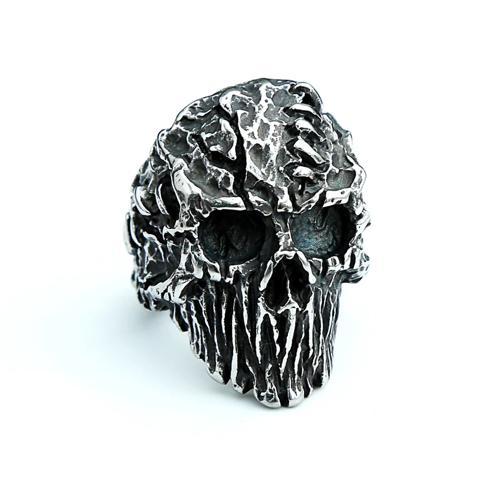 Gothic Vintage Black Devil Skull Rings Steampunk Stainless Steel Skull Ring Men's Hiphop Motorcycle Rock Biker Jewelry Wholesale