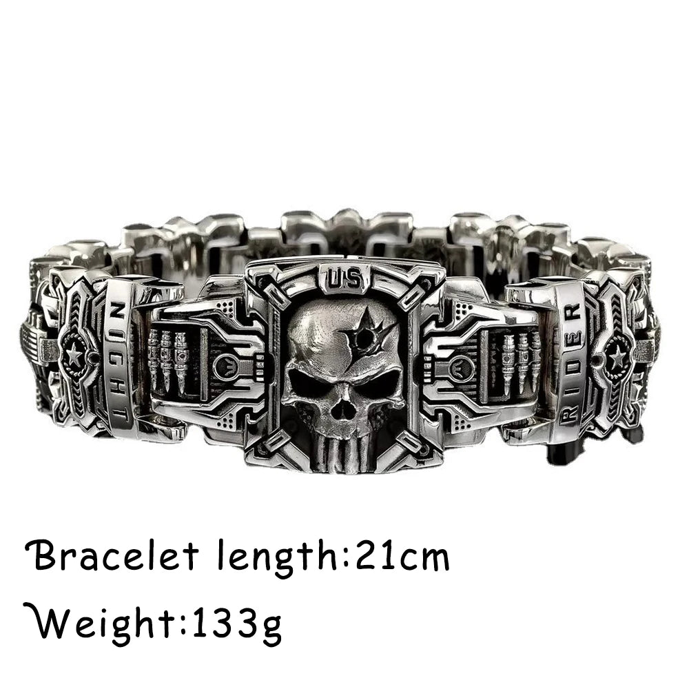 Vintage Charm Skull Bracelet Punk Hip Hop Rider Bracelet for Men Boy Gift High Quality US Street Motorcycle Jewelry Dropshipping