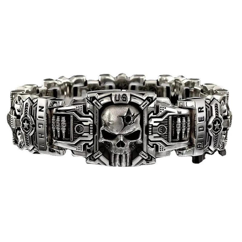 Vintage Charm Skull Bracelet Punk Hip Hop Rider Bracelet for Men Boy Gift High Quality US Street Motorcycle Jewelry Dropshipping