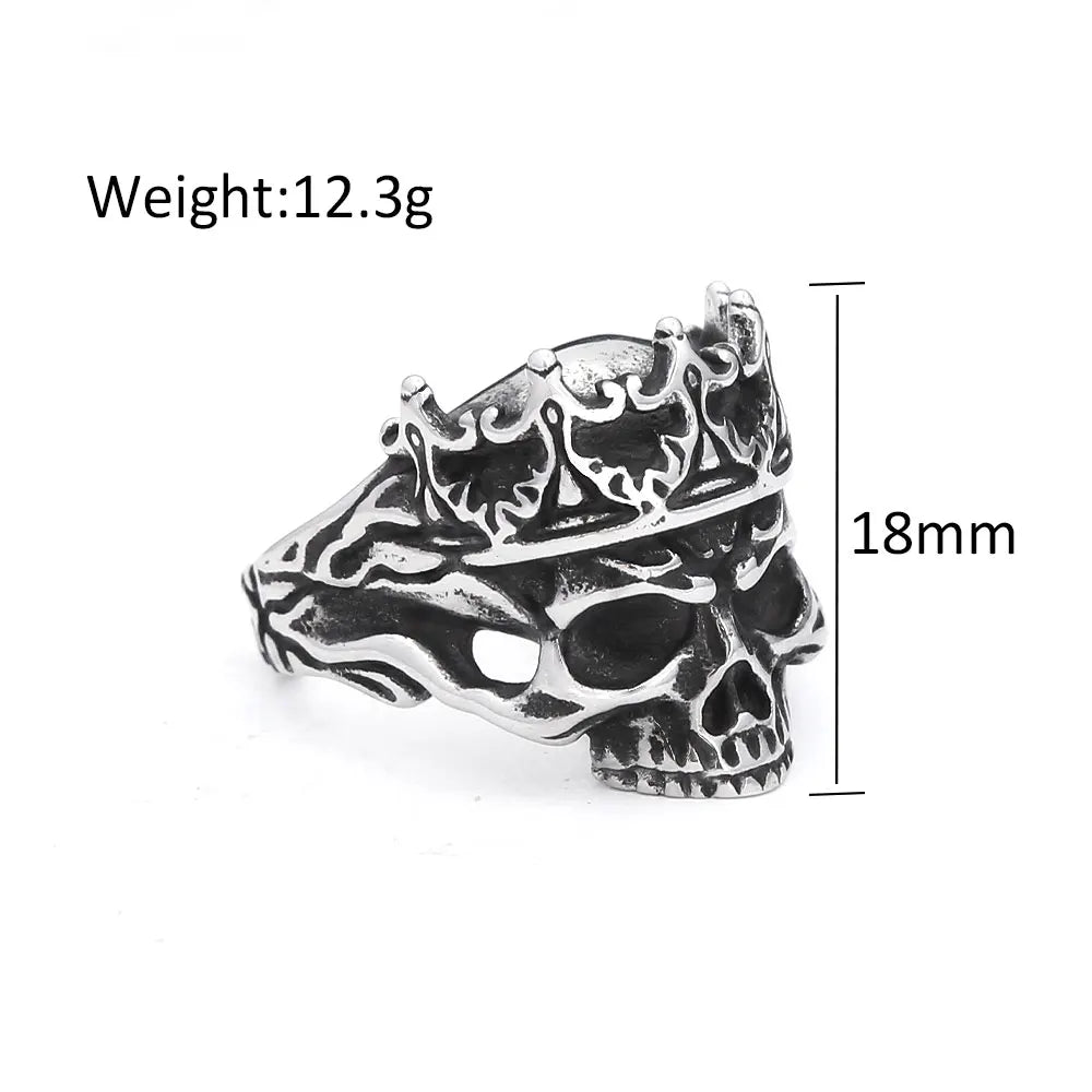 Vintage Gothic 316L Stainless Steel Skull Rings For Men Women Punk Hip Hop Motorcycle Band Jewelry Halloween Gifts Dropshipping