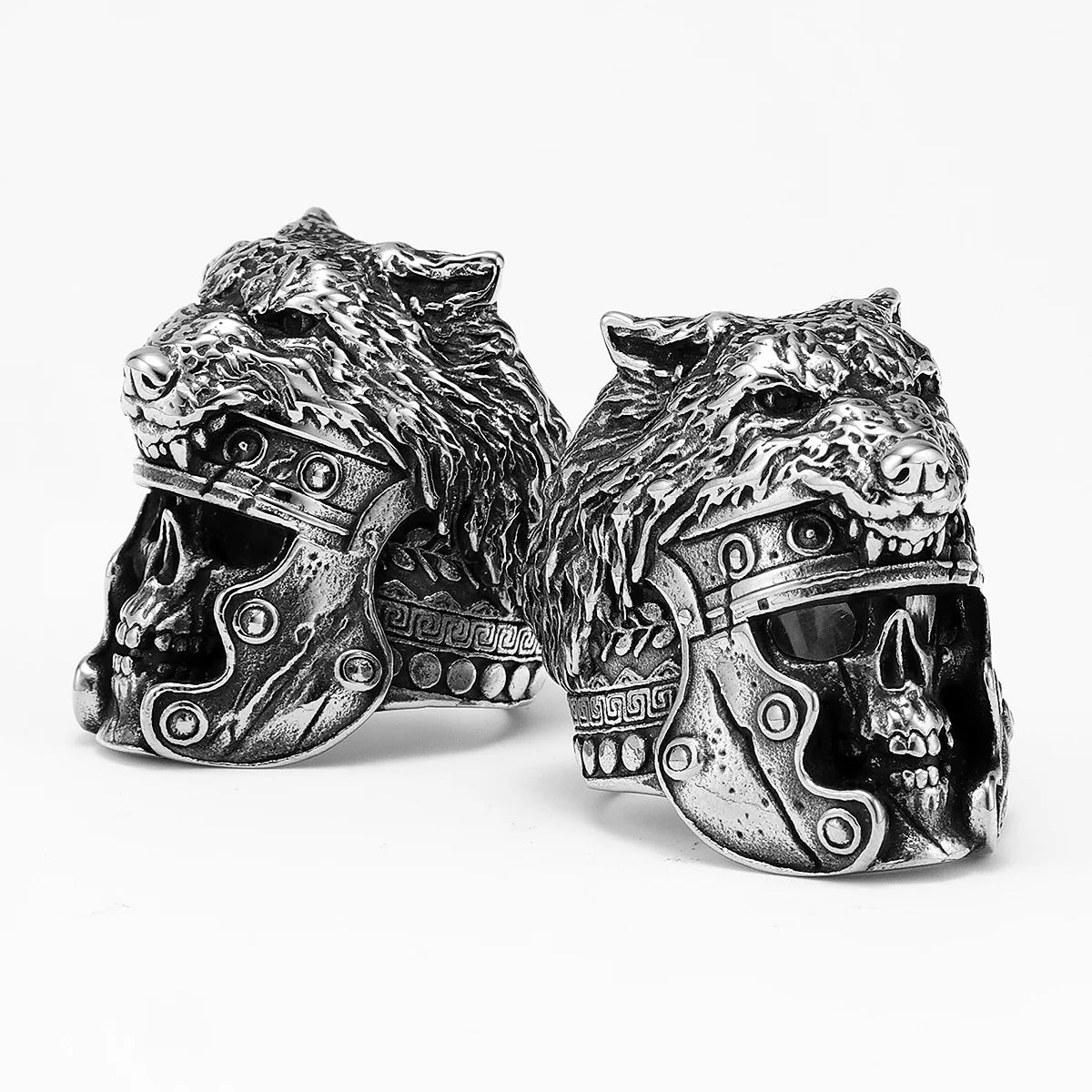 Gladiator Wolf Skull Men Rings Stainless Steel Women Jewelry Vintage Punk Rock Cool Stuff Fashion Accessories Gift Wholesale