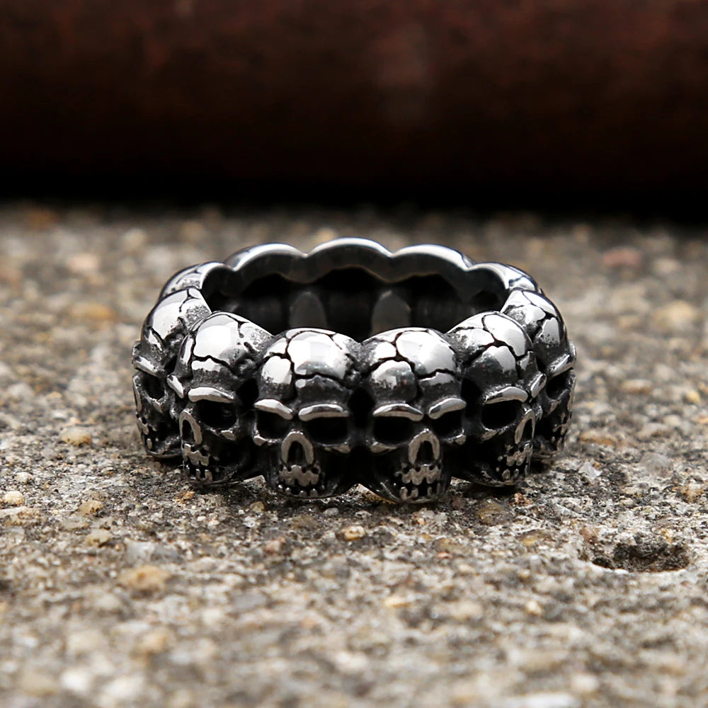 Gothic Vintage Stainless Steel Skull Ring For Men Boys Punk Rock Hip Hop Skull Rings Fashion Party Jewelry Gifts Dropshipping