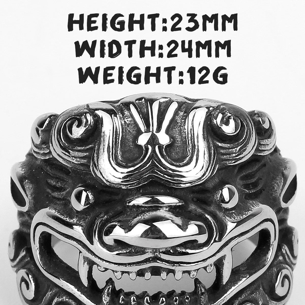 Stainless Steel Men Rings Chinese Style God Beast Kirin Amulet Punk Rock for Male Boyfriend Jewelry Creativity Gift Wholesale