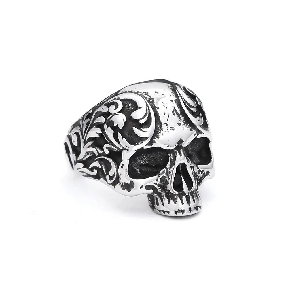 Vintage Gothic 316L Stainless Steel Skull Rings For Men Women Punk Hip Hop Motorcycle Band Jewelry Halloween Gifts Dropshipping