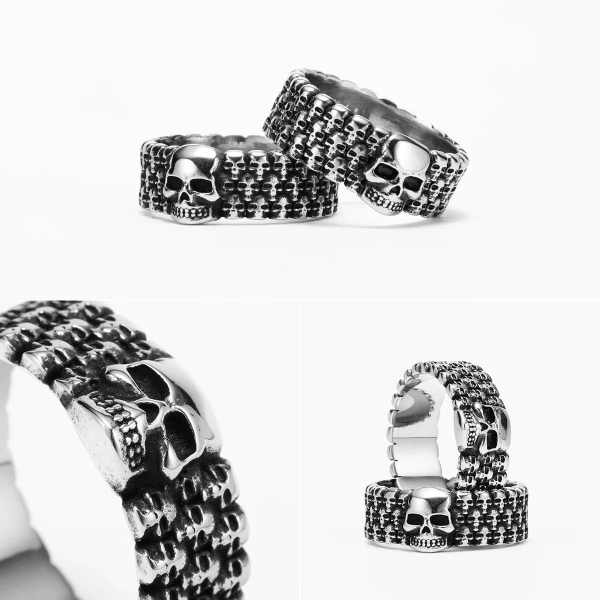Hell Skull Unique Men Rings Stainless Steel Women Jewelry Punk Retro New In Rock Fashion Accessories Gift Wholesale Dropshiping