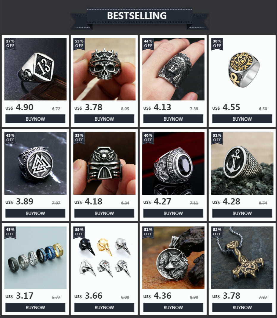 Gothic High Polished Vampire Skull Rings For Men Boys Stainless Steel Heavy Metal Skull Ring Punk Motorcyclist Jewelry Gifts