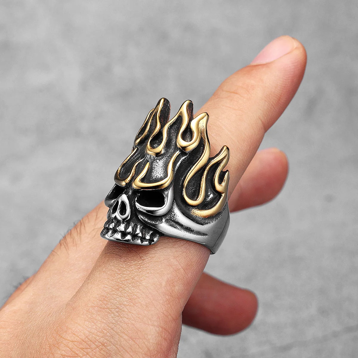 Irascible Fire God Skull Men Rings Stainless Steel Women Jewelry Punk Retro New In Rock Fashion Accessories Gift Wholesale