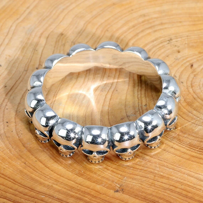 Huitan Ancient Personality Skull Rings Men Women Punk Finger Accessories Couple Ring Unique Gift Hip Hop Rock Style Male Jewelry