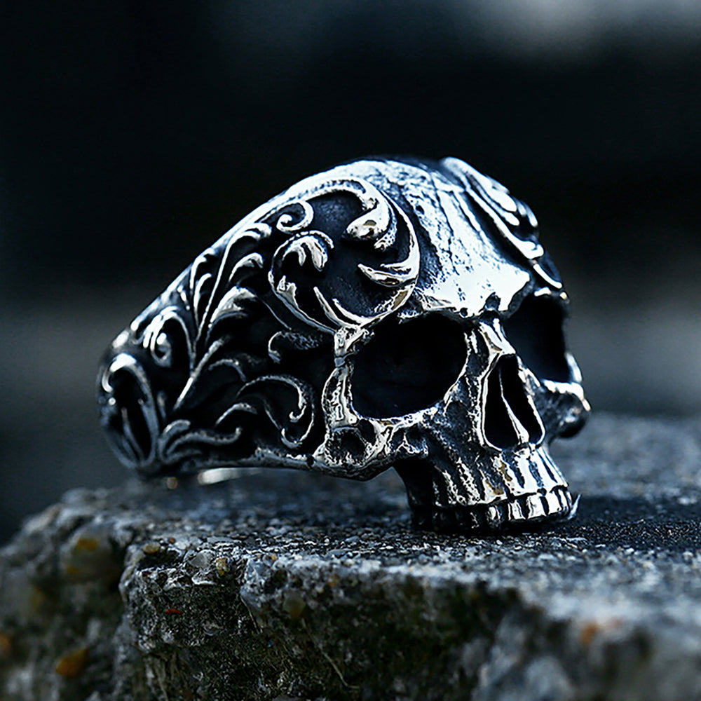 Fashion Vintage Gothic Carved Skull Ring for Men Women Punk Hip Hop 316L Stainless Steel Skull Rings Biker Amulet Jewelry