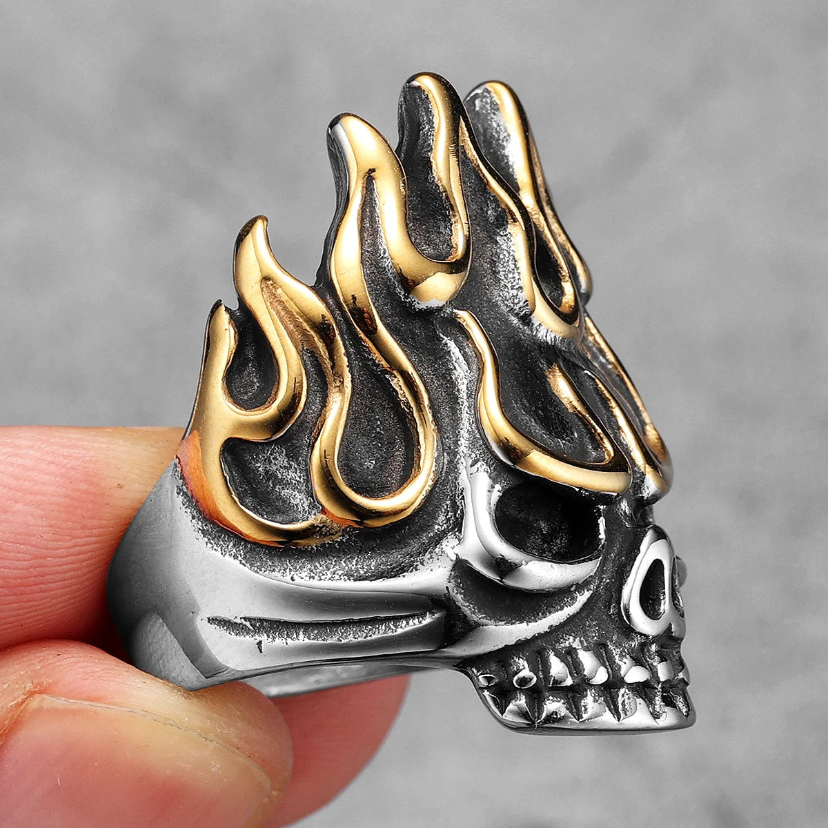 Irascible Fire God Skull Men Rings Stainless Steel Women Jewelry Punk Retro New In Rock Fashion Accessories Gift Wholesale