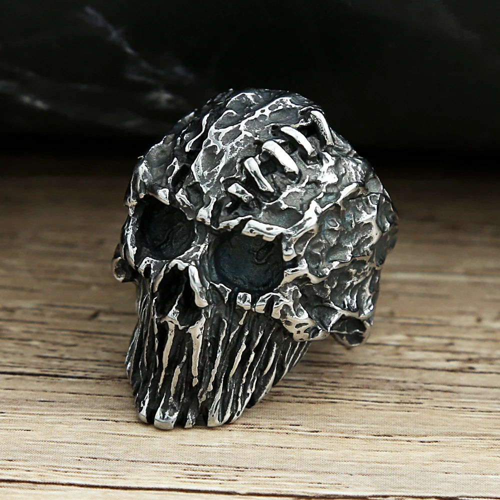 Gothic Vintage Black Devil Skull Rings Steampunk Stainless Steel Skull Ring Men's Hiphop Motorcycle Rock Biker Jewelry Wholesale