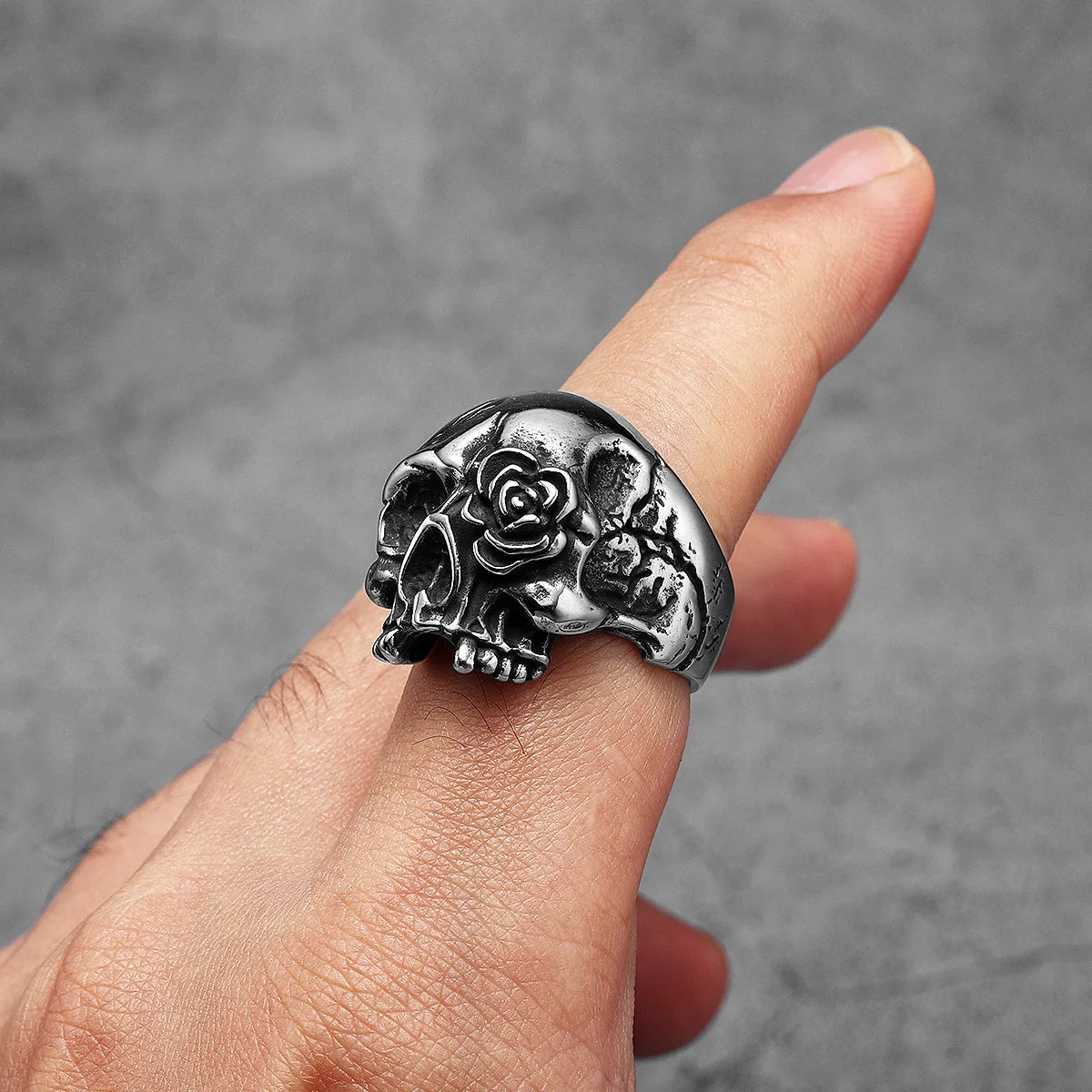 Rose Skull Stainless Steel Men Rings Punk New In For Male Women Fashion Jewelry Creativity Gift Wholesale Dropshiping