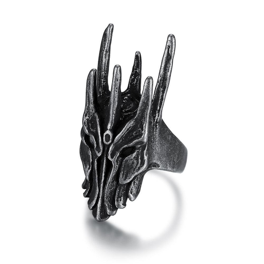 Vintage Black Helm of Sauron Ring For Men Women 316L Stainless Steel Punk Gothic Dragon Rings Fashion Jewelry Gifts Dropshipping
