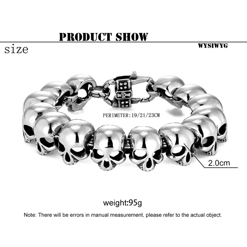 Male Minimalist Skull Bracelet Men And Women's Retro Punk Totem Stainless Steel Bangle Boy Creative glossy ghost head Hand chain