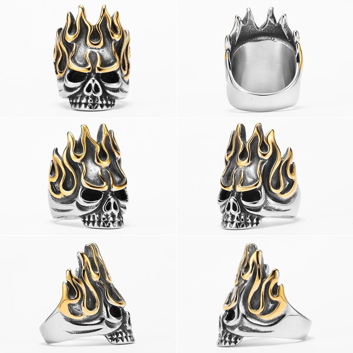 Irascible Fire God Skull Men Rings Stainless Steel Women Jewelry Punk Retro New In Rock Fashion Accessories Gift Wholesale