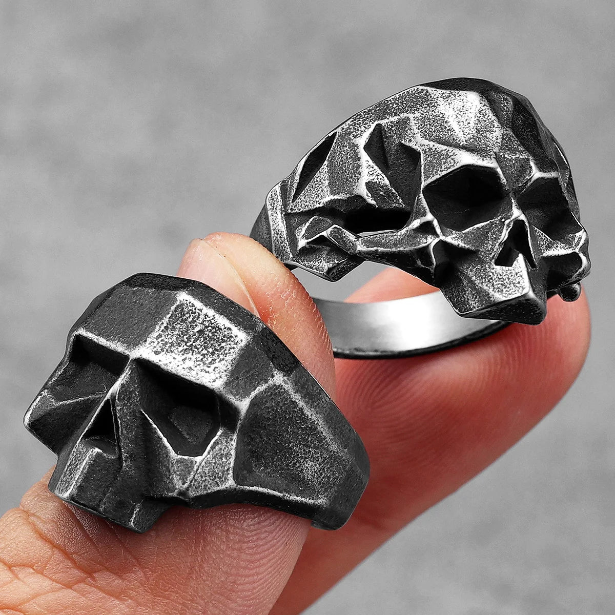 Retro Geometric Skull Men Rings Stainless Steel Women Jewelry Punk Retro New In Rock Fashion Accessories Gift Wholesale
