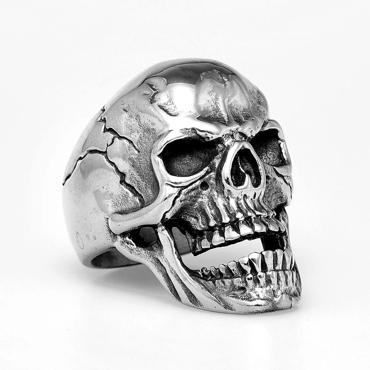 Vintage Broken Skull Stainless Steel Mens Rings Punk Gothic Stylish for Male Boyfriend Biker Jewelry Creativity Gift Wholesale