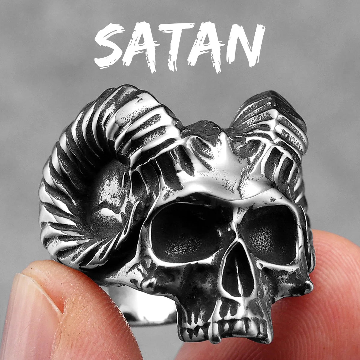 Gothic Satan Skull Men Rings Stainless Steel Women Jewelry Punk Retro New In Rock Fashion Accessories Gift Wholesale Dropshiping