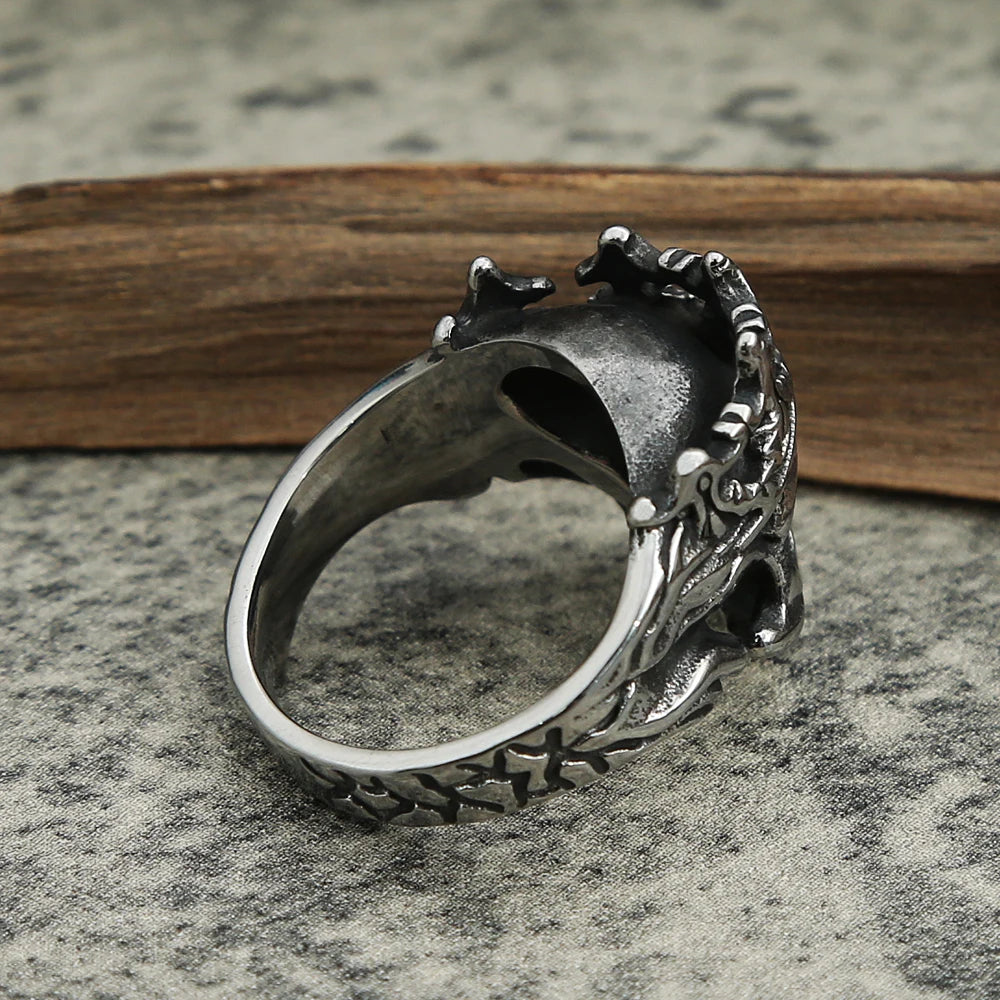 Gothic Vintage Stainless Steel Crown Skull Ring For Men Boys Punk Skull Rings Hip Hop Biker Mens Fashion Jewelry Gift Wholesale