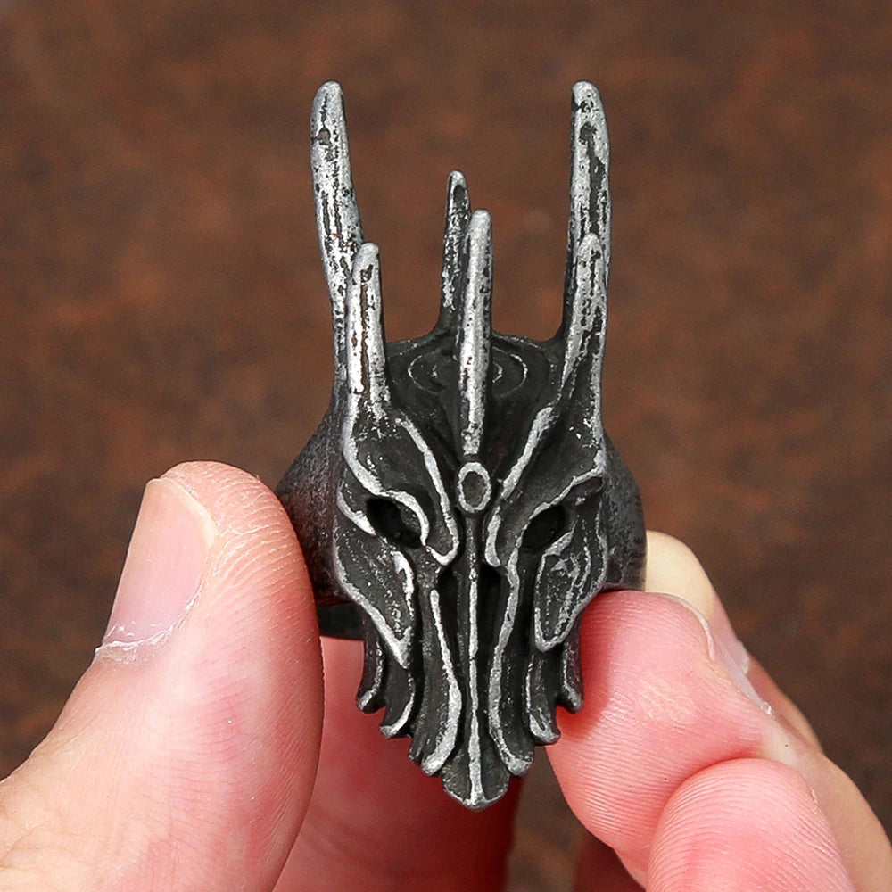 Vintage Black Helm of Sauron Ring For Men Women 316L Stainless Steel Punk Gothic Dragon Rings Fashion Jewelry Gifts Dropshipping