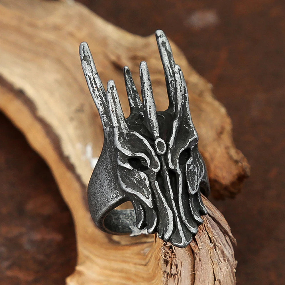 Vintage Black Helm of Sauron Ring For Men Women 316L Stainless Steel Punk Gothic Dragon Rings Fashion Jewelry Gifts Dropshipping